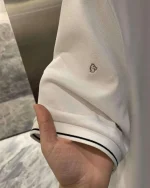 Áo Polo cotton gai tay ngắn trắng - Ảnh 3